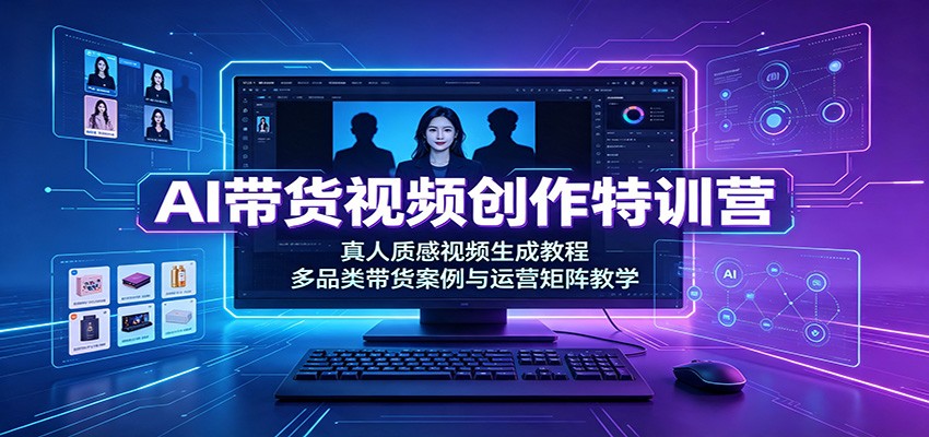 (图1) <a href="https://www.zdlhp.com/remen/9257.html" title="闲鱼" target="_blank">闲鱼</a>引流-AI短视频量产课程封面图:零出镜带货教学场景与多品类案例展示